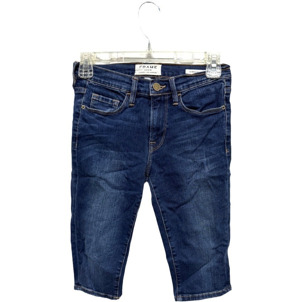 Frame Le Skinny De Jeanne Capri Bermuda Short Denim Jeans Size 27 Medium Wash - Picture 1 of 6